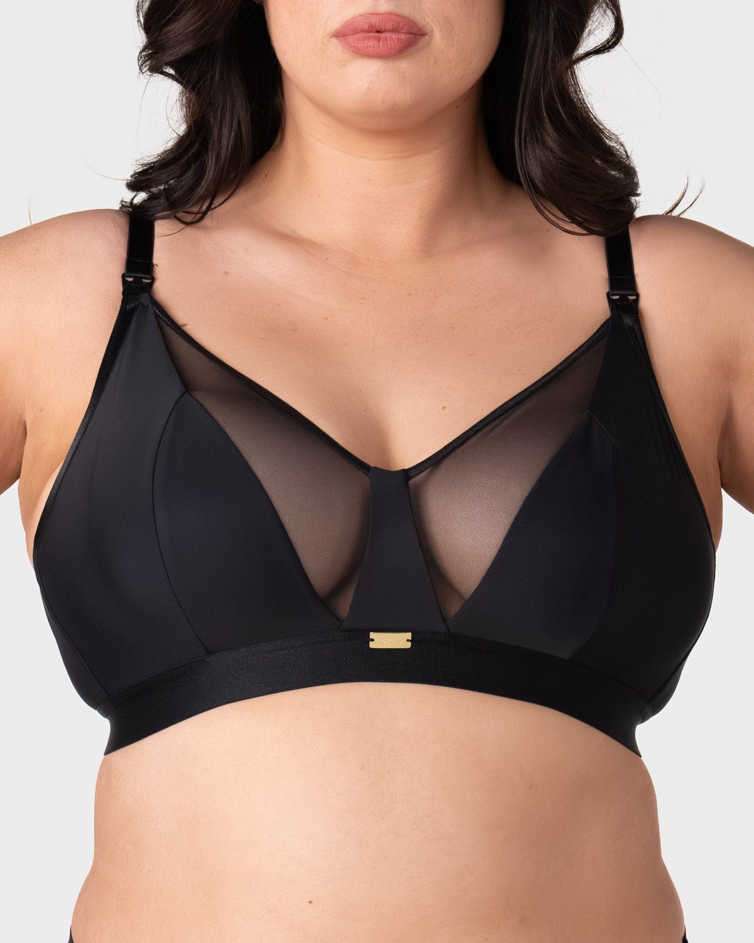 Flawless Full Cup Plunge Nursing Bra - Black