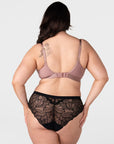Back view of Hotmilk Flawless nursing bra in Rose Dust showing 6-hook closure and double-layer back support for maternity