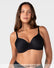 Hunter wears size 34DD in the Forever New black t-shirt nursing bra with seamless spacer foam cups for a smooth everyday fit