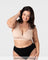 Model smiling wearing the Hotmilk My Comfort Nursing Bra in Oat with black Hotmilk briefs – full body front view showing wirefree silhouette and everyday relaxed fit