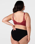 Hotmilk My Necessity 2.0 FlexFit Nursing Bra in Cherry – back view showing 6-hook closure and smooth seamless finish, flexible wirefree nursing bra in recycled nylon