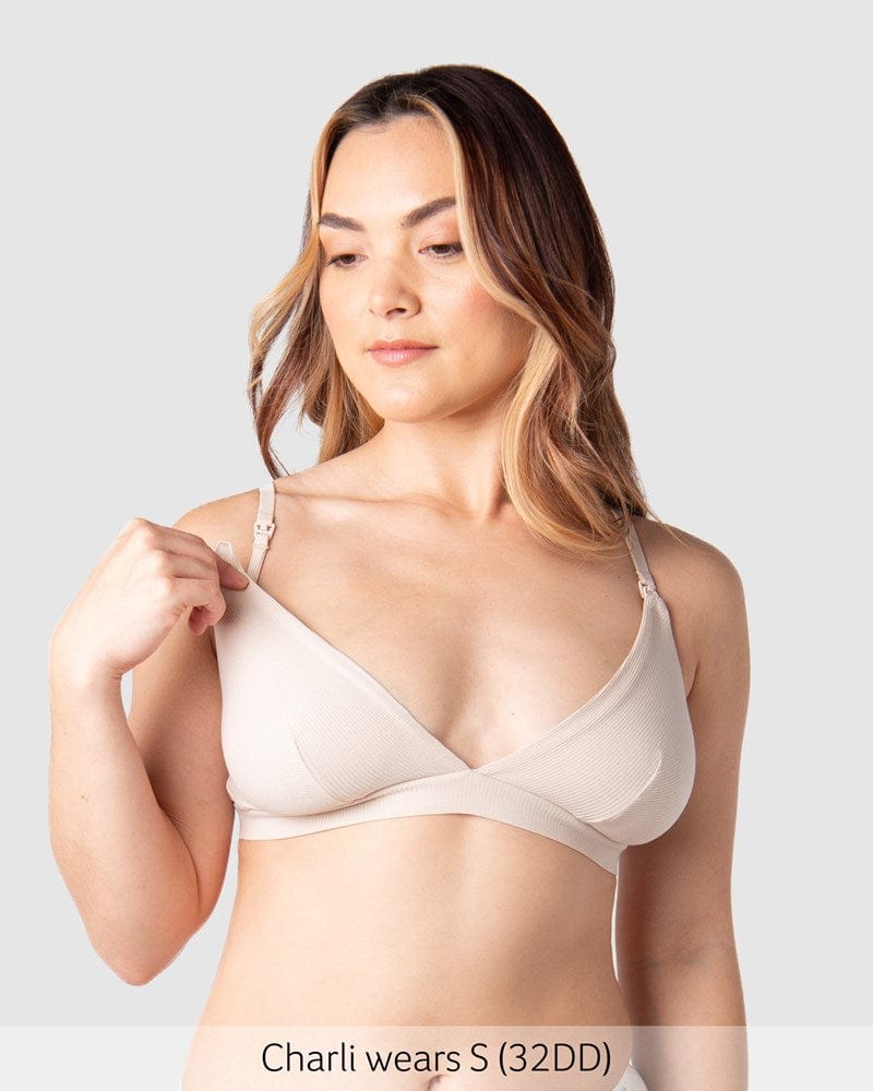 Nursing clip of Solace Triangle Nursing Bra - Oat