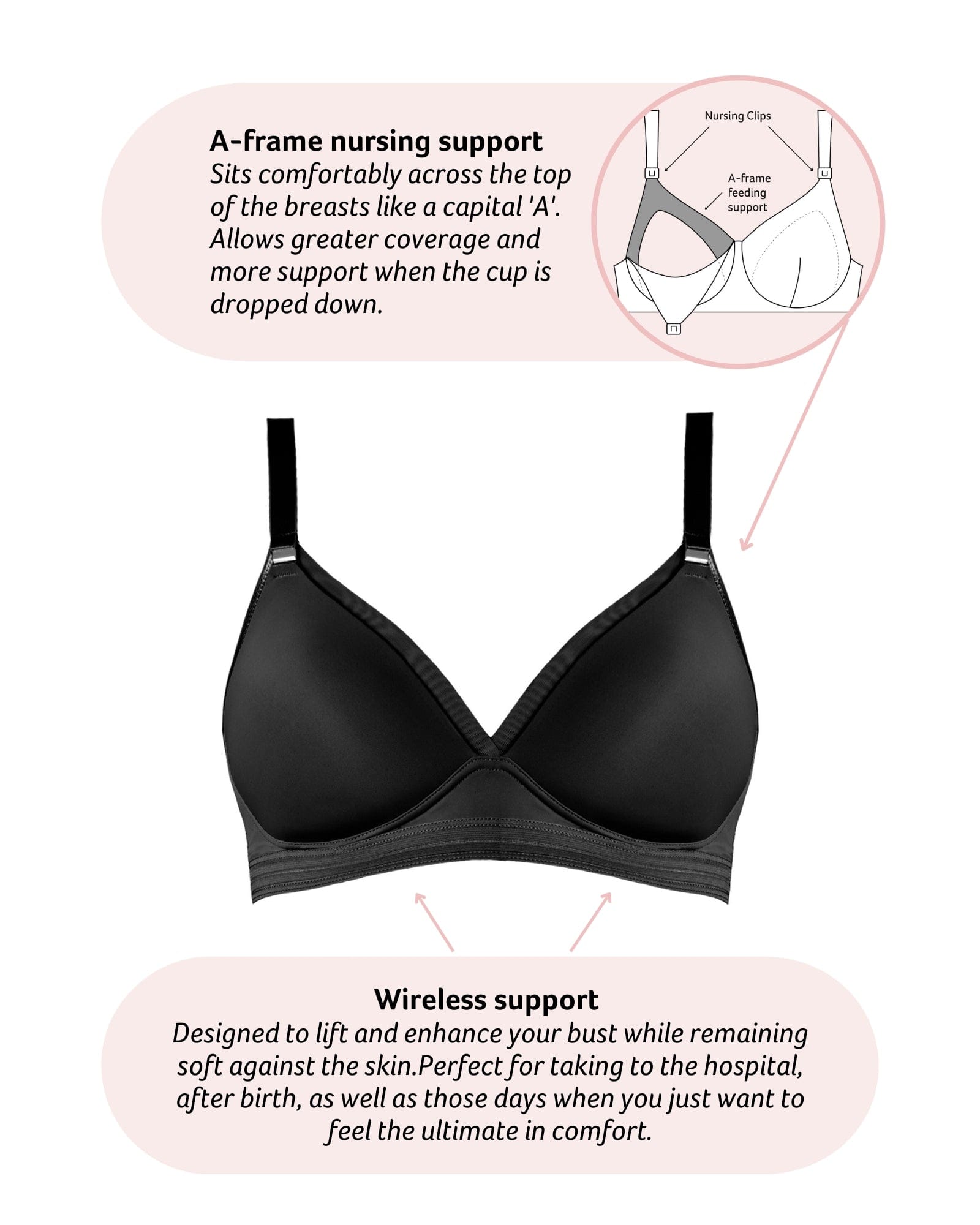 Technical features of Ambition T-shirt Contour Nursing Bra in Black