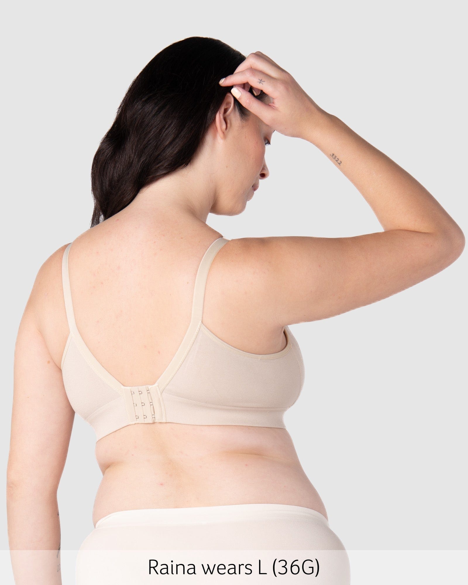 BACK OF Caress Bamboo Nursing Bra - Oat Busty