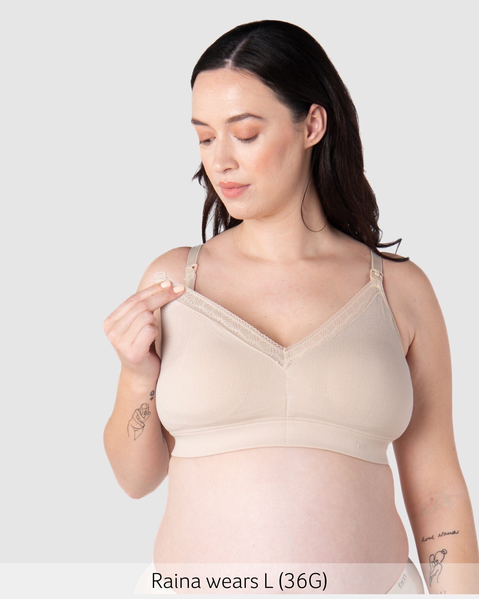 Nursing clip of Caress Bamboo Nursing Bra - Oat Busty