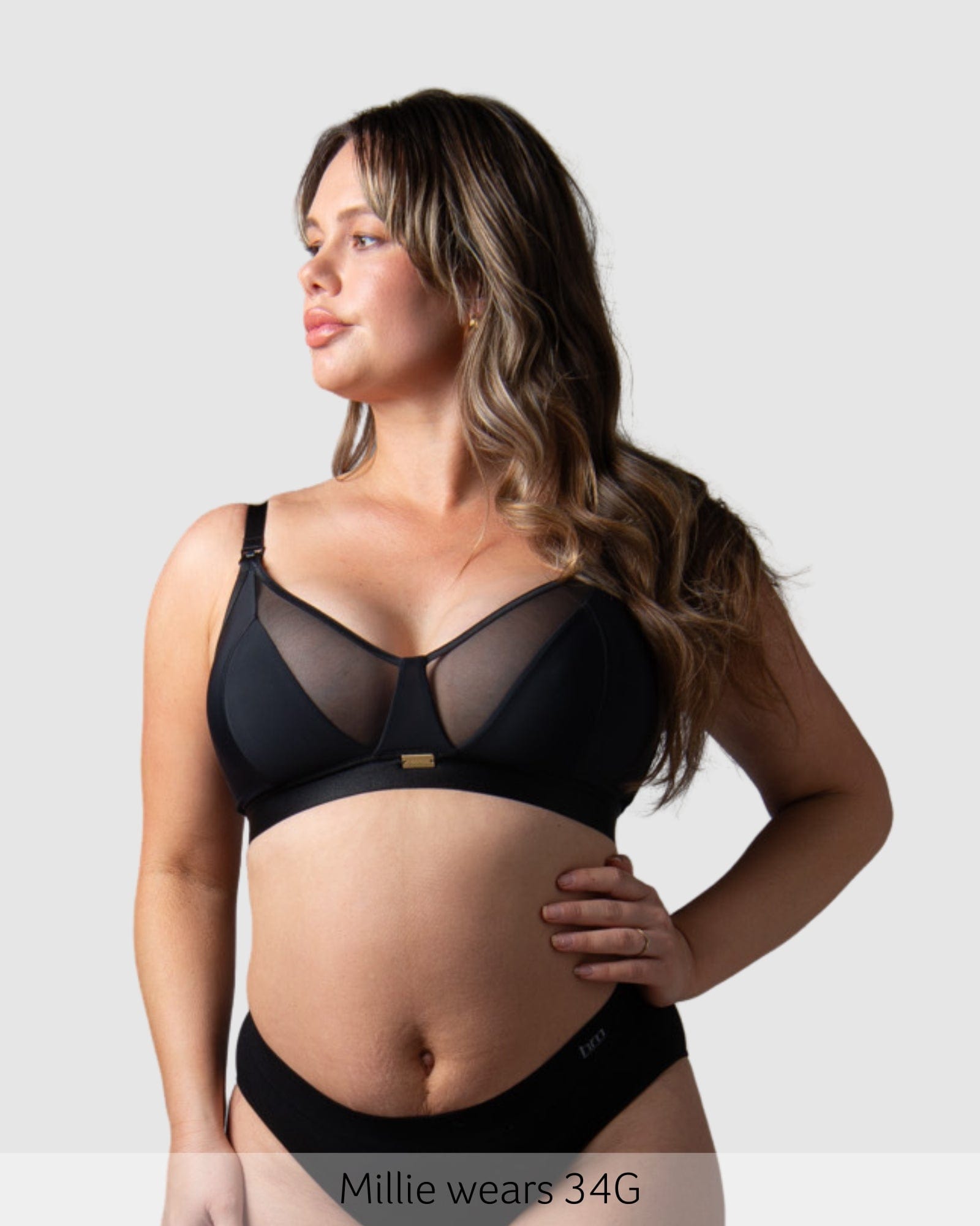 Flawless Sheer Plunge Nursing Bra - Black Busty