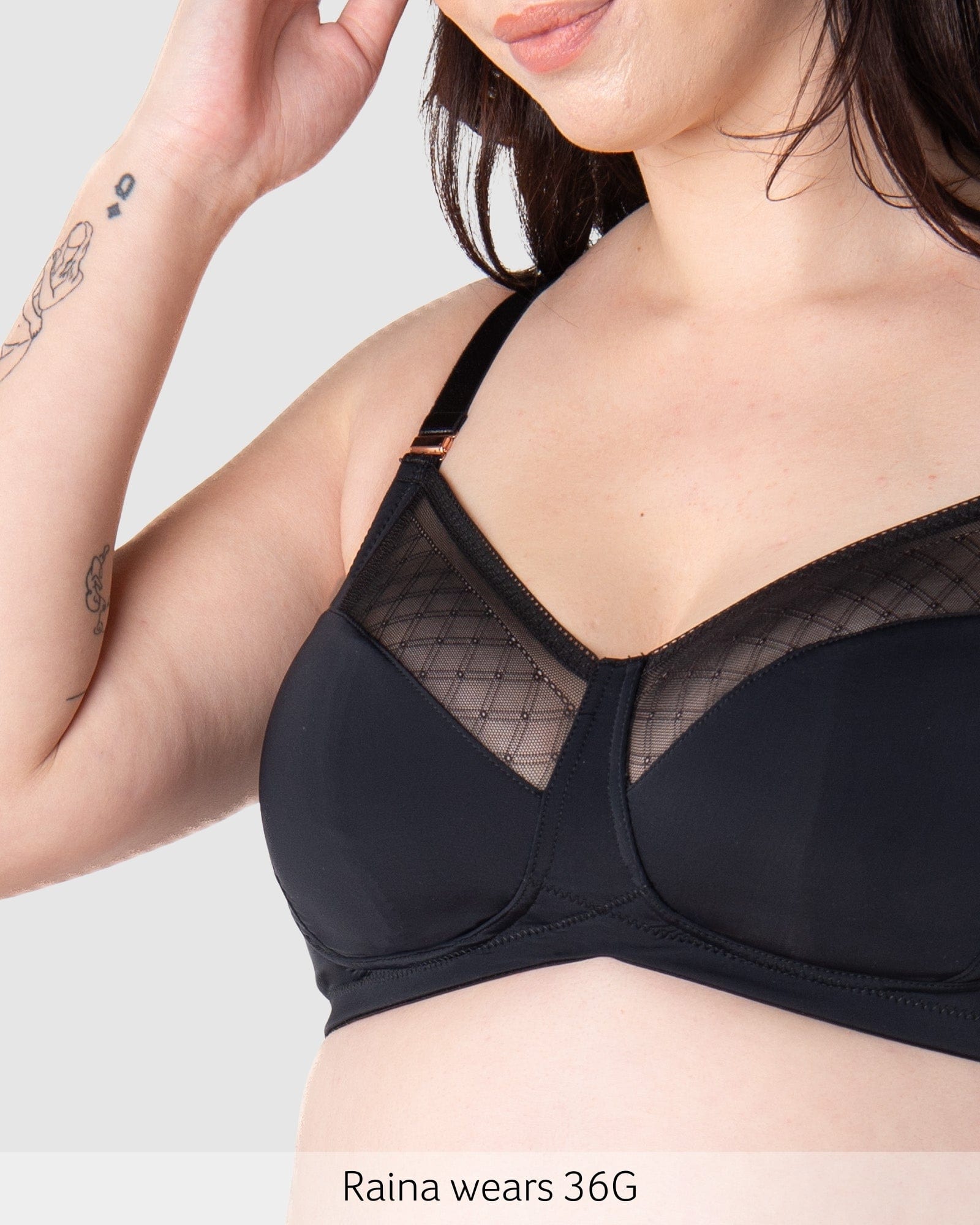 Close up of Lunar Eclipse Nursing Bra - Black