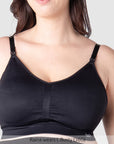 Close up of My Necessity Seamless Nursing Bra - Black Busty