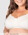 Close up of Show Off Wirefree Nursing Bra - Ivory