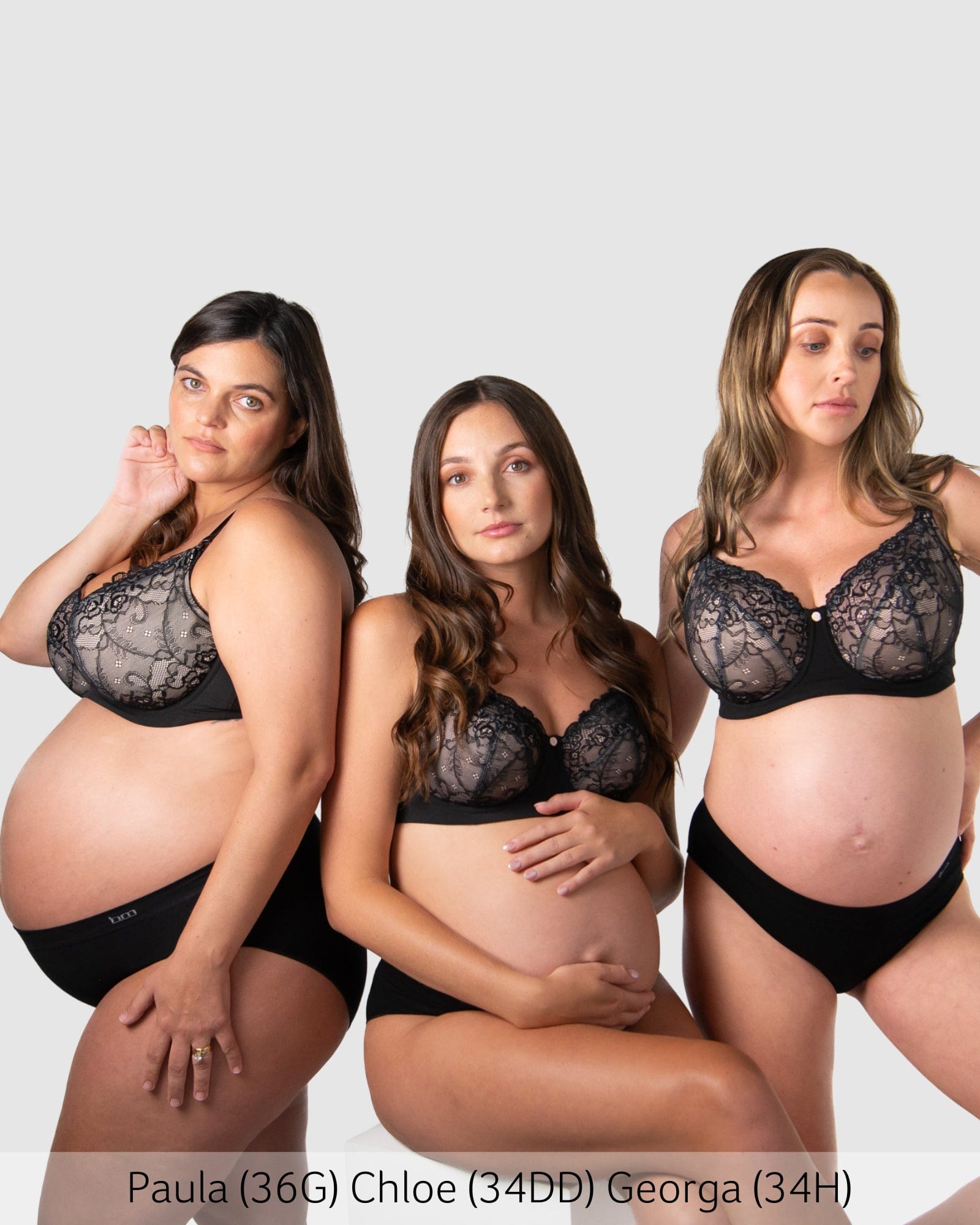 Group of mothers in Temptation Lace Nursing Bra - Black