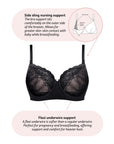 Features of Temptation Nursing Bra with Flexi underwire in BlackStraps worn regular on Temptation Nursing Bra with Flexi underwire in Black