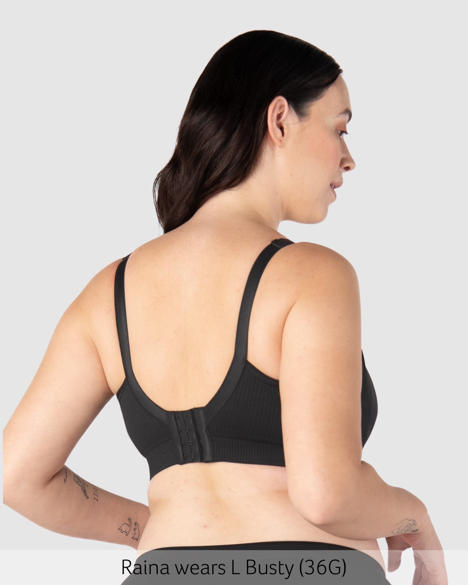 Back of My Everyday Multifit Nursing Bra - Black Busty