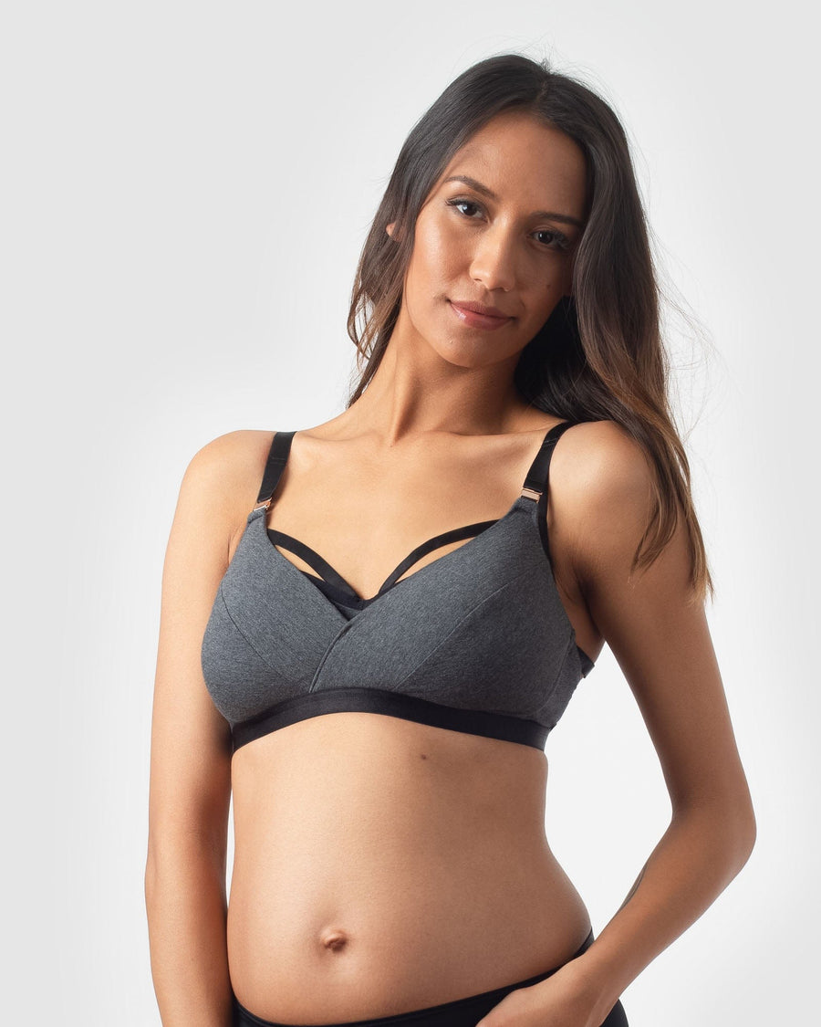 ESCAPIST GREY COTTON WRAP NURSING BRA