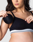 HOTMILK US ICON COTTON BLACK MULTIFIT NURSING MATERNITY BREASTFEEDING BRA - WIREFREE