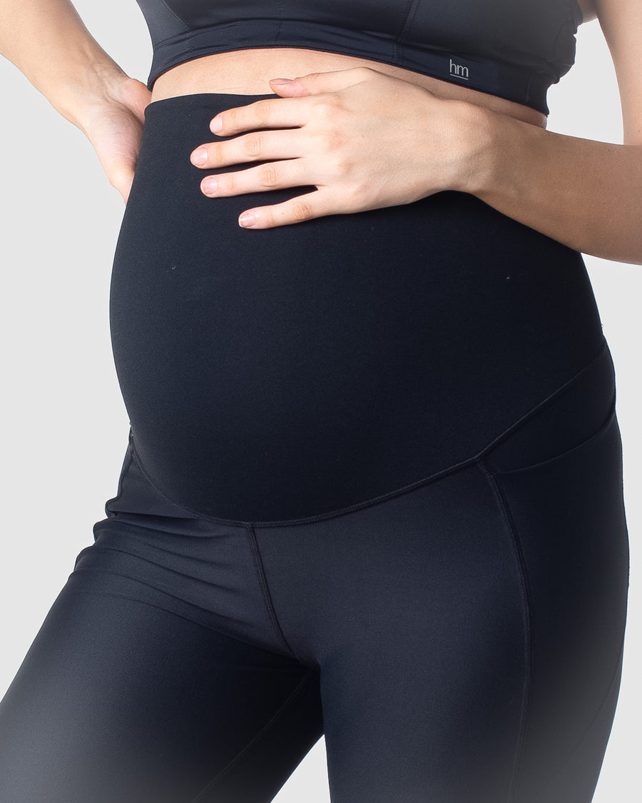 HOTMILK US FOCUS BLACK MATERNITY PREGNANCY SPORTS LEGGINGS