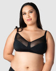 HOTMILK US LUNAR ECLIPSE BLACK MATERNITY BREASTFEEDING NURSING BRA - WIREFREE WITH MATCHING LUNAR ECLIPSE MATERNITY BLACK BRIEFS