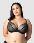 HOTMILK US LUNAR ECLIPSE PLUNGE CONTOUR BLACK MATERNITY NURSING BRA - FLEXI UNDERWIRE MATCHED WITH LUNAR MATERNITY BIKINI BLACK