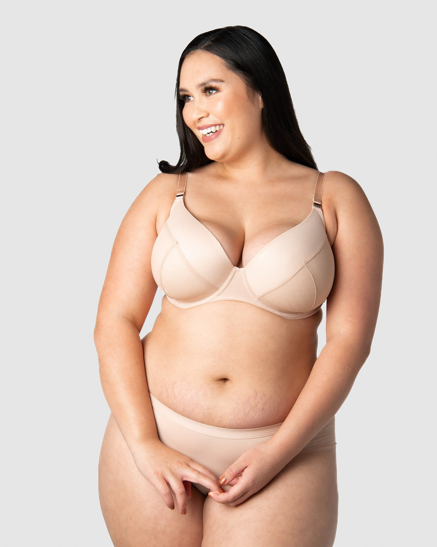HOTMILK US LUNAR ECLIPSE PLUNGE CONTOUR NAKED MATERNITY NURSING BRA - FLEXI UNDERWIRE MATCHED WITH LUNAR MATERNITY BIKINI NAKED