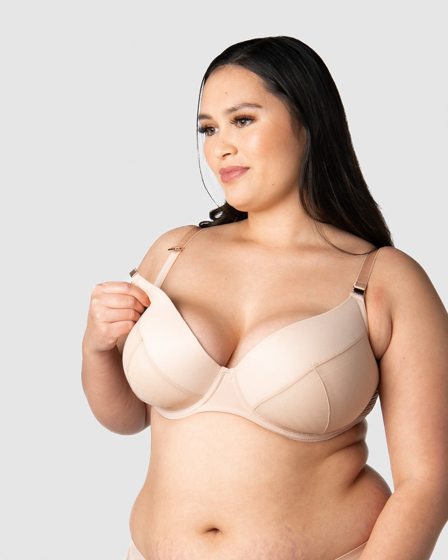 HOTMILK US LUNAR ECLIPSE PLUNGE CONTOUR NAKED MATERNITY NURSING BRA - FLEXI UNDERWIRE MATCHED WITH LUNAR MATERNITY BIKINI NAKED