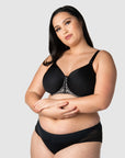 HOTMILK US OBSESSION JET BLACK CONTOUR NURSING MATERNITY BRA - FLEXI UNDERWIRE MATCHED WITH LUNAR ECLIPSE MATERNITY BIKINI BRIEF