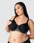 HOTMILK US OBSESSION JET BLACK CONTOUR NURSING MATERNITY BRA - FLEXI UNDERWIRE MATCHED WITH LUNAR ECLIPSE MATERNITY BIKINI BRIEF