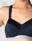 HOTMILK US REACTIVATE SPORTS BLACK NURSING MATERNITY BRA - FLEXI UNDERWIRE