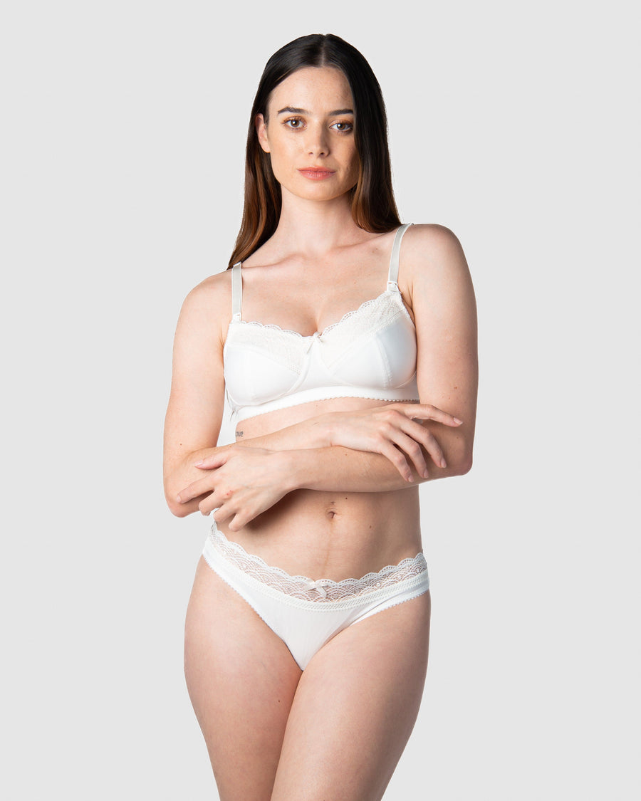 HOTMILK US SHOW OFF IVORY NURSING MATERNIT BRA - WIREFREE MATCHED WITH SHOW OFF IVORY MATERNITY BIKINI BRIEF