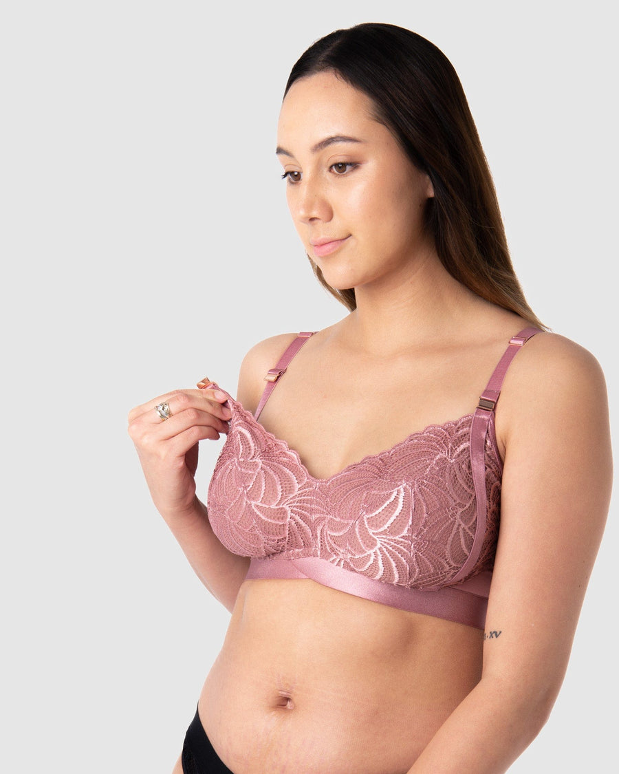 US HOTMILK WARRIOR SOFT CUP ANTIQUE ROSE NURSING MATERNITY BRA - WIREFREE