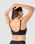 Tatiana, a one-child breastfeeding mother, showcases the standard back option of Hotmilk Lingerie's groundbreaking Embrace Leakproof Bra, setting a new standard for the classic T-shirt bra. Now available in New Zealand at handpicked specialty lingerie boutiques and online through Hotmilk Lingerie US