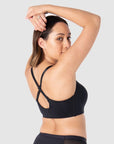 Tatiana, a mother breastfeeding one child, presents the optional racerback feature of Hotmilk Lingerie's innovative Embrace Leakproof Bra, redefining the classic T-shirt bra. You can now find it in New Zealand at carefully selected specialty lingerie boutiques and online through Hotmilk Lingerie US