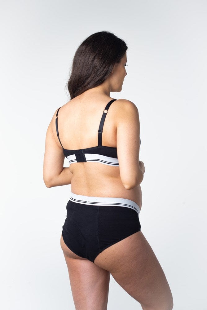 HOTMILK USMATERNITY ICON COTTON BLACK MODERATE LEAKPROOF HI BRIEF