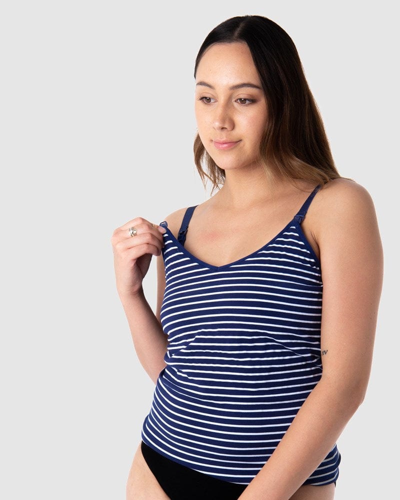 HOTMILK US MATERNITY AND NURSING MY NECESSITY CAMI NAVY STRIPE