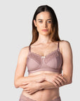 HOTMILK US SHOW OFF MOCHA NURSING MATERNITY BRA - WIREFREE MATCHED WITH SHOW OFF MOCHA BIKINI BRIEF