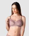 HOTMILK US SHOW OFF MOCHA NURSING MATERNITY BRA - WIREFREE MATCHED WITH SHOW OFF MOCHA BIKINI BRIEF