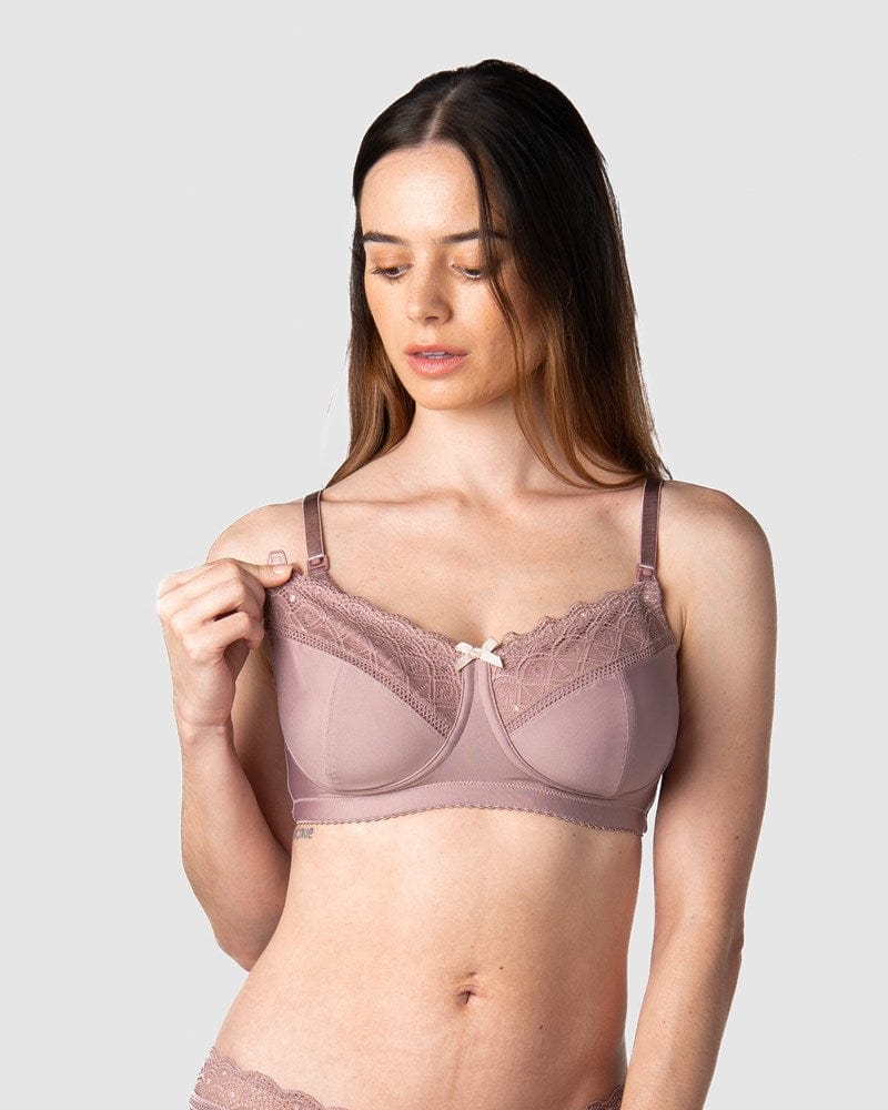 HOTMILK US SHOW OFF MOCHA NURSING MATERNITY BRA - WIREFREE MATCHED WITH SHOW OFF MOCHA BIKINI BRIEF