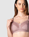 HOTMILK US SHOW OFF MOCHA NURSING MATERNITY BRA - WIREFREE MATCHED WITH SHOW OFF MOCHA BIKINI BRIEF