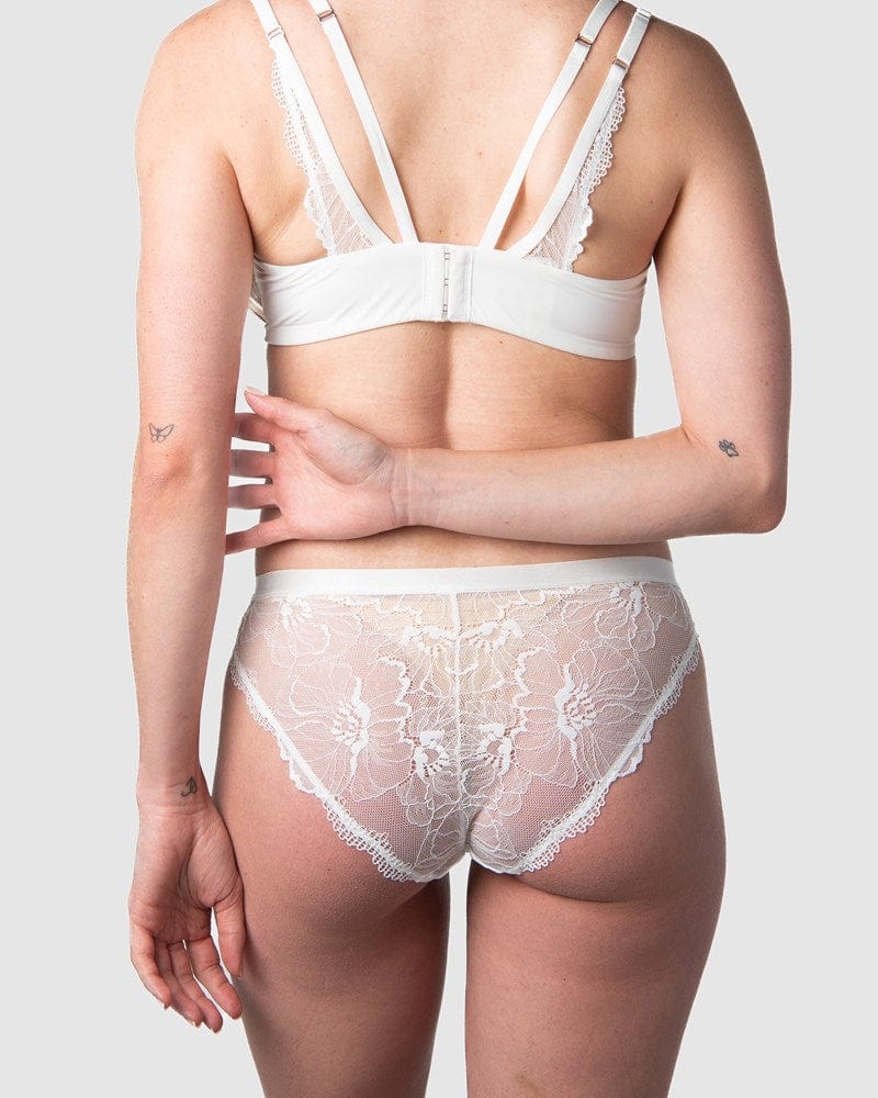 HOTMILK US TRUE LUXE WHITE MATERNITY BIKINI BRIEF MATCH WITH HOTMILK TRUE LUXE WHITE NURSING MATERNITY BRA WITH FLEXI UNDERWIRE