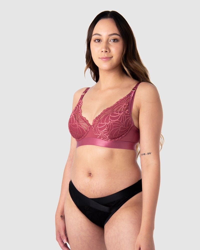 HOTMILK US WARRIOR PLUNGE SPICED ROSE CONTOUR NURSING MATERNITY BRA - FLEXI UNDERWIRE