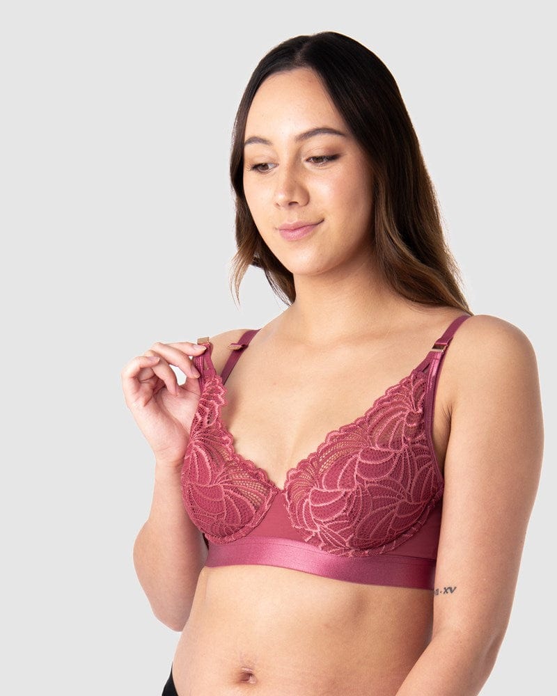 HOTMILK US WARRIOR PLUNGE SPICED ROSE CONTOUR NURSING MATERNITY BRA - FLEXI UNDERWIRE