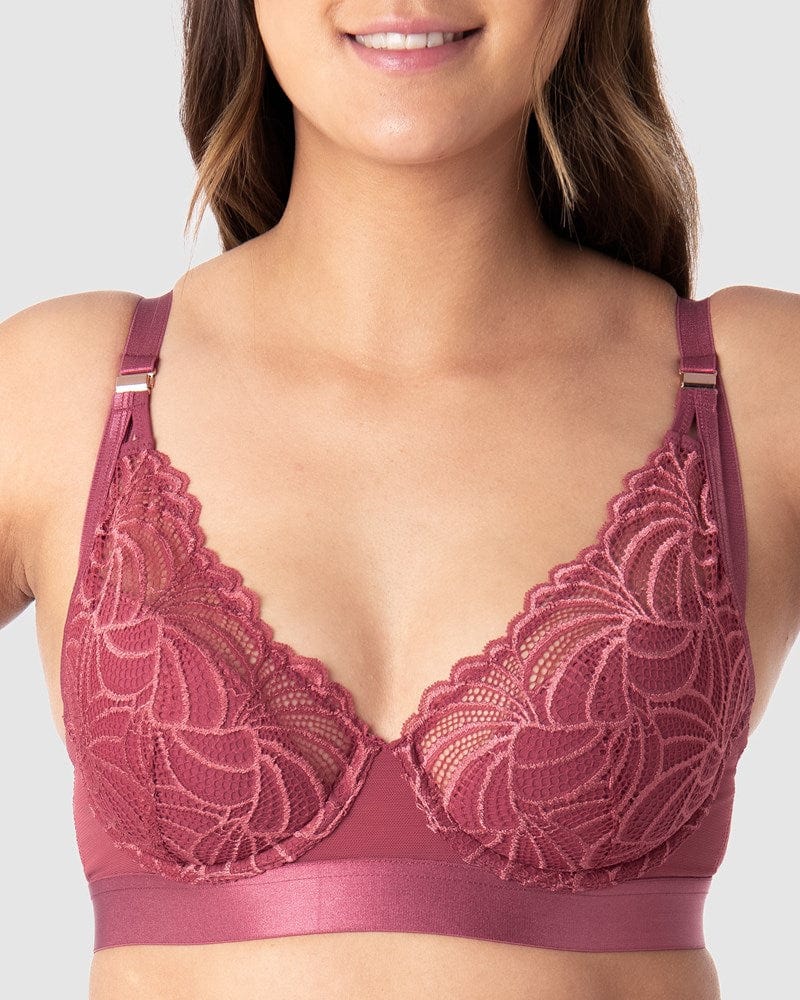 HOTMILK US WARRIOR PLUNGE SPICED ROSE CONTOUR NURSING MATERNITY BRA - FLEXI UNDERWIRE