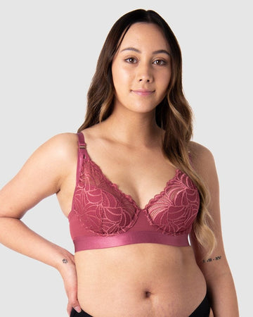 HOTMILK US WARRIOR PLUNGE SPICED ROSE CONTOUR NURSING MATERNITY BRA - FLEXI UNDERWIRE