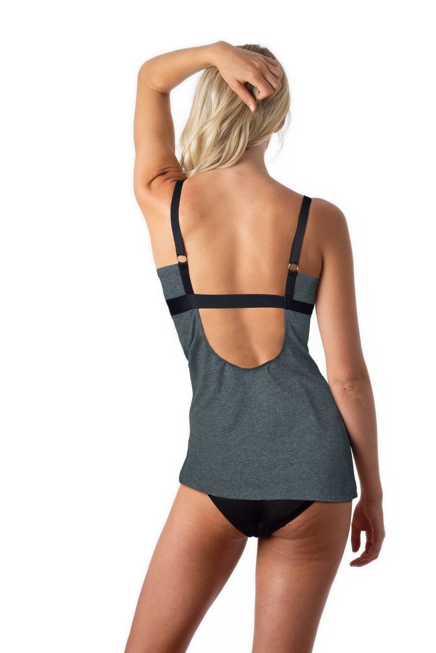 Projectme nursing camisole in grey marle cotton, perfect for breastfeeding or while pregnant